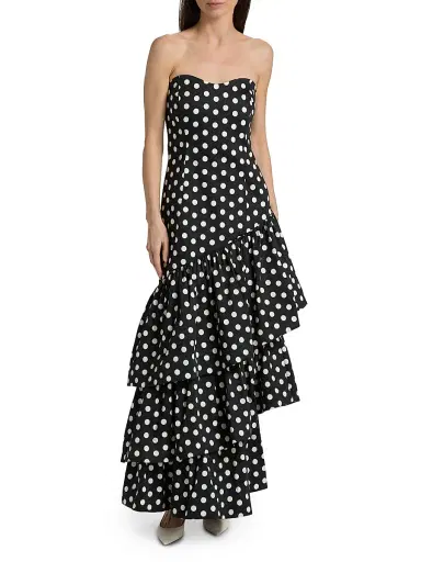 Cara Cara Women's Sonoma Strapless Polka Dot Ruffle Maxi Dress | Thumbnail 3