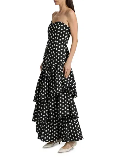 Cara Cara Women's Sonoma Strapless Polka Dot Ruffle Maxi Dress | Thumbnail 4