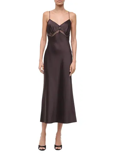 Staud Women's Terra Heart Silk Slip Dress - Brown - Size XL | Thumbnail 2 Staud Women's Terra Heart Silk Slip Dress - Brown - Size XL | Thumbnail 2
