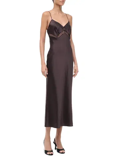 Staud Women's Terra Heart Silk Slip Dress - Brown - Size XL | Thumbnail 3 Staud Women's Terra Heart Silk Slip Dress - Brown - Size XL | Thumbnail 3
