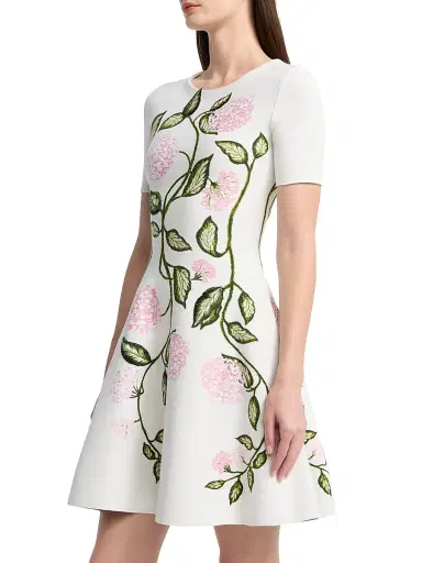 Oscar de la Renta Women's Porcelain Flowers Jacquard Minidress | Thumbnail 4 Oscar de la Renta Women's Porcelain Flowers Jacquard Minidress | Thumbnail 4