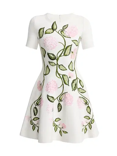 Oscar de la Renta Women's Porcelain Flowers Jacquard Minidress | Thumbnail 1 Oscar de la Renta Women's Porcelain Flowers Jacquard Minidress | Thumbnail 1