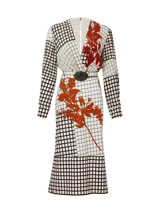 Silvia Tcherassi Women's Kadira Printed Silk-Blend Belted Midi-Dress - Geometric Print