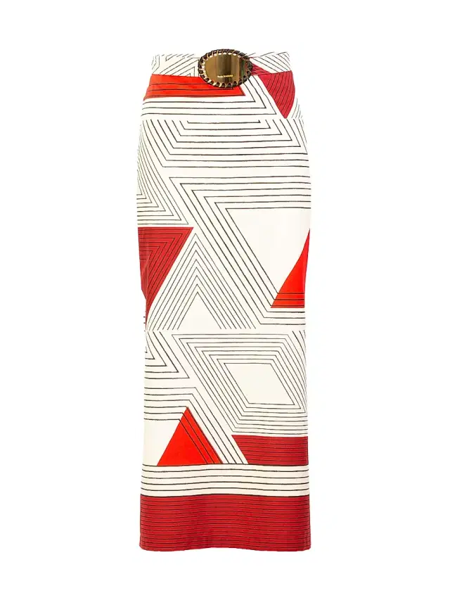 Silvia Tcherassi Women's Atira Geometric Print Cotton Midi-Skirt - Rouge Geometric