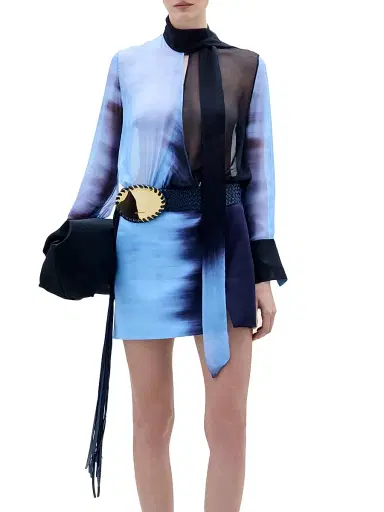 Silvia Tcherassi Women's Imelda Drapeneck Semi-Sheer Minidress | Thumbnail 2