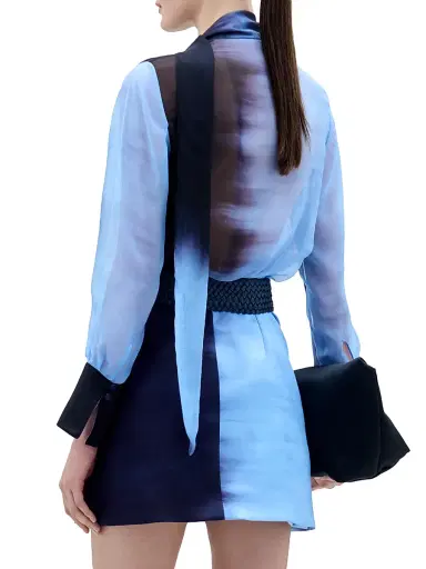 Silvia Tcherassi Women's Imelda Drapeneck Semi-Sheer Minidress | Thumbnail 3