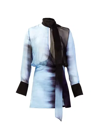 Silvia Tcherassi Women's Imelda Drapeneck Semi-Sheer Minidress | Thumbnail 1