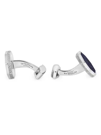 Tateossian Men's Rhodium-Plated Sterling Silver & Blue Goldstone Octagon Cufflinks | Thumbnail 2 Tateossian Men's Rhodium-Plated Sterling Silver & Blue Goldstone Octagon Cufflinks | Thumbnail 2