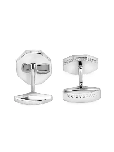Tateossian Men's Rhodium-Plated Sterling Silver & Blue Goldstone Octagon Cufflinks | Thumbnail 3 Tateossian Men's Rhodium-Plated Sterling Silver & Blue Goldstone Octagon Cufflinks | Thumbnail 3