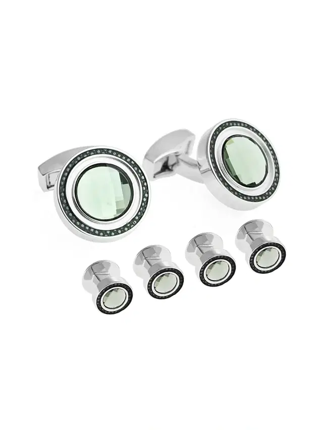 Tateossian Men's 6-Piece Swarovski Crystal Stud & Cufflink Set - Black