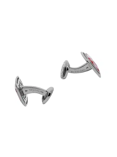 Tateossian Men's Mother-of-Pearl, Agate & Sterling Silver Art Deco Mosaic Cufflinks - Red | Thumbnail 2 Tateossian Men's Mother-of-Pearl, Agate & Sterling Silver Art Deco Mosaic Cufflinks - Red | Thumbnail 2