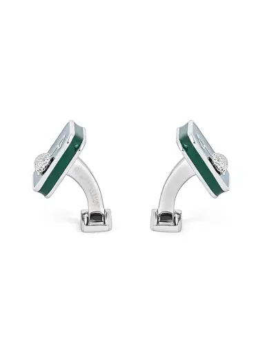 Tateossian Men's Silvertone & Enamel Golf Cufflinks - Green | Thumbnail 2