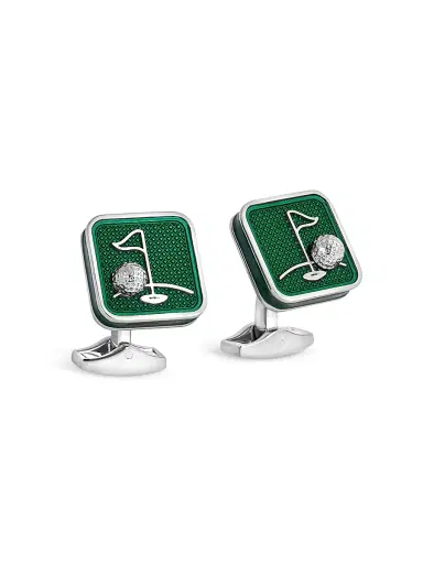 Tateossian Men's Silvertone & Enamel Golf Cufflinks - Green | Thumbnail 1