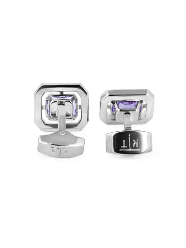 Tateossian Men's Silvertone & Cubic Zirconia Octagon Cufflinks - Purple | Thumbnail 3 Tateossian Men's Silvertone & Cubic Zirconia Octagon Cufflinks - Purple | Thumbnail 3