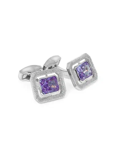 Tateossian Men's Silvertone & Cubic Zirconia Octagon Cufflinks - Purple | Thumbnail 1 Tateossian Men's Silvertone & Cubic Zirconia Octagon Cufflinks - Purple | Thumbnail 1