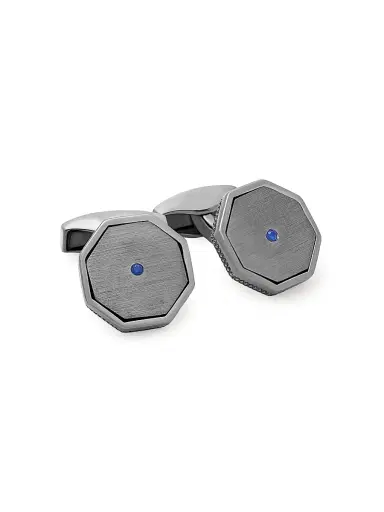 Tateossian Men's Black Rhodium-Plated Sterling Silver & Sapphire Octagon Cufflinks | Thumbnail 1 Tateossian Men's Black Rhodium-Plated Sterling Silver & Sapphire Octagon Cufflinks | Thumbnail 1