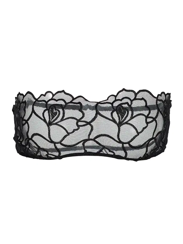 Women's Petite Chou Embroidered Bandeau - Black