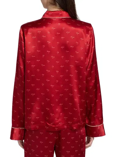 Kiki de Montparnasse Women's Kiss-Printed Silk Pajama Top | Thumbnail 4