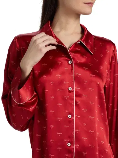 Kiki de Montparnasse Women's Kiss-Printed Silk Pajama Top | Thumbnail 5