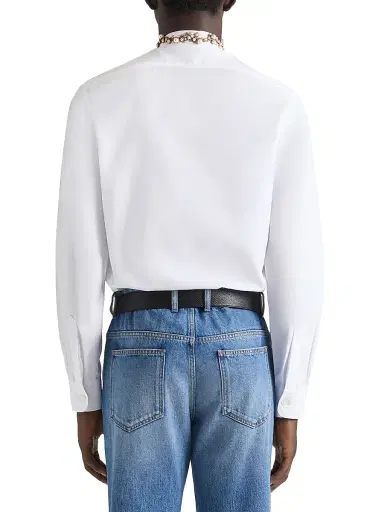 Givenchy Men's Slim Fit Shirt in Poplin with Embroidered Pearls - White | Thumbnail 3