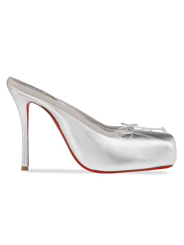 Women's Cassia 100MM Leather Mules - Silver