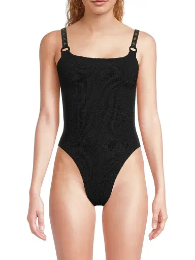Hunza G Women's Melody Knitted One-Piece Swimsuit - Black | Thumbnail 3