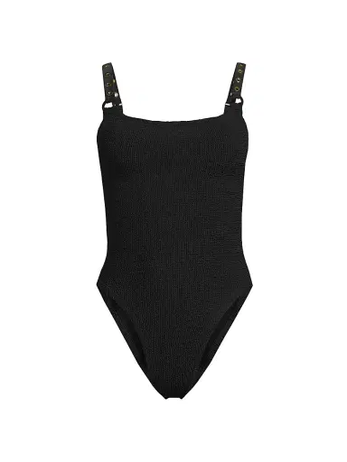 Hunza G Women's Melody Knitted One-Piece Swimsuit - Black | Thumbnail 1
