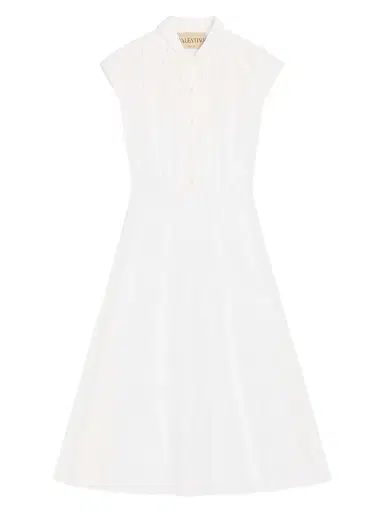 Valentino Garavani Women's Embroidered Poplin Midi Dress - White - Size 2 | Thumbnail 1