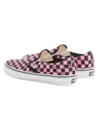 Valentino Garavani Men's and Vans Slip-On Sneakers in Fabric with VLogo Checkerboard Print | Thumbnail 3