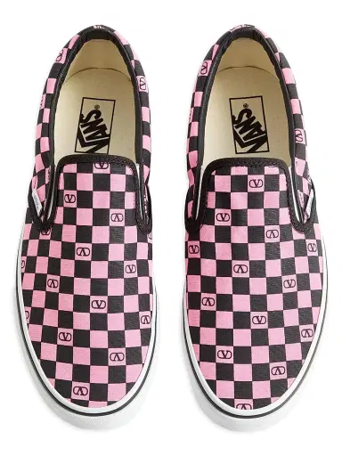 Valentino Garavani Men's and Vans Slip-On Sneakers in Fabric with VLogo Checkerboard Print | Thumbnail 4