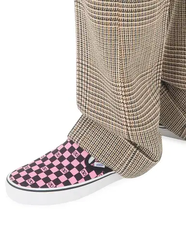 Valentino Garavani Men's and Vans Slip-On Sneakers in Fabric with VLogo Checkerboard Print | Thumbnail 8