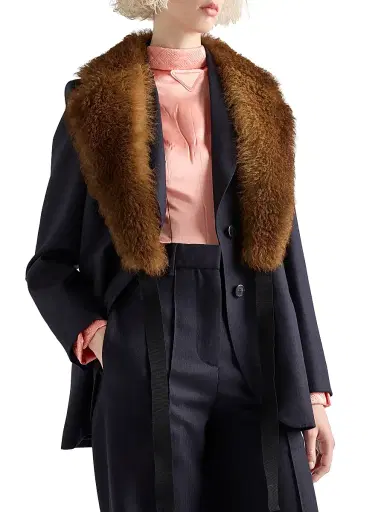 Prada Women's Shearling Collar - Brown | Thumbnail 2 Prada Women's Shearling Collar - Brown | Thumbnail 2