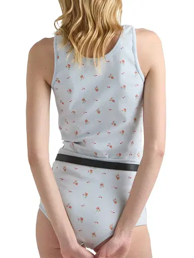 Prada Women's Bouquet Print Ribbed Knit Tank Top - Blue | Thumbnail 3 Prada Women's Bouquet Print Ribbed Knit Tank Top - Blue | Thumbnail 3