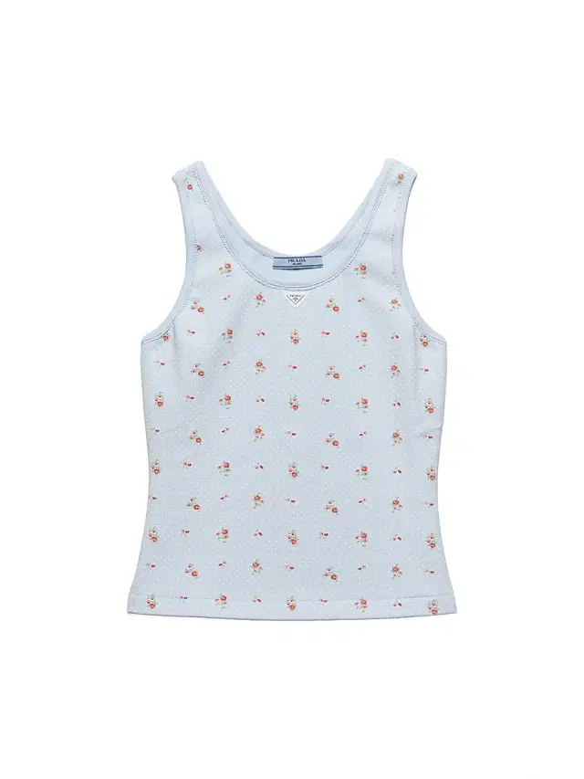 Women's Bouquet Print Ribbed Knit Tank Top - Blue