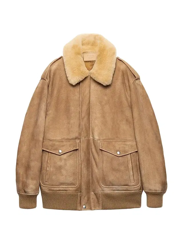 Women's Shearling Bomber Jacket - Beige Multi