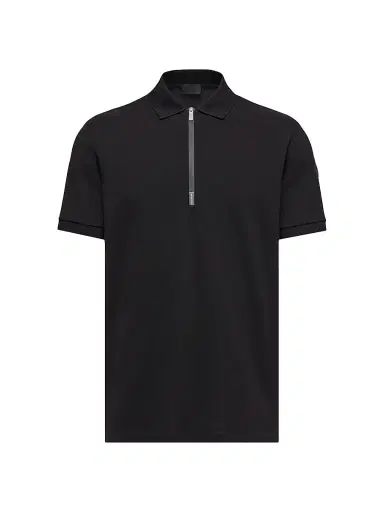Moncler Men's Half-Zip Polo Shirt in Cotton Piquet - Black - Size XXXL | Thumbnail 1