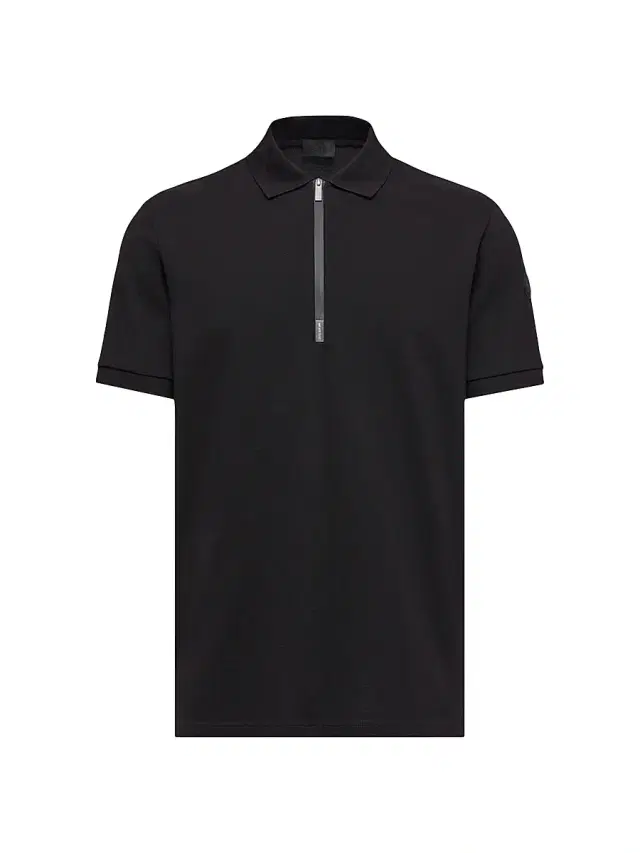 Moncler Men's Half-Zip Polo Shirt in Cotton Piquet - Black