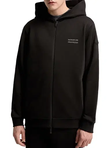 Moncler Men's Zip-Up Hooded Sweatshirt in Cotton Fleece - Black - Size XXXL | Thumbnail 2 Moncler Men's Zip-Up Hooded Sweatshirt in Cotton Fleece - Black - Size XXXL | Thumbnail 2