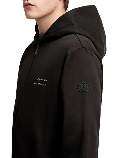 Moncler Men's Zip-Up Hooded Sweatshirt in Cotton Fleece - Black - Size XXXL | Thumbnail 4 Moncler Men's Zip-Up Hooded Sweatshirt in Cotton Fleece - Black - Size XXXL | Thumbnail 4