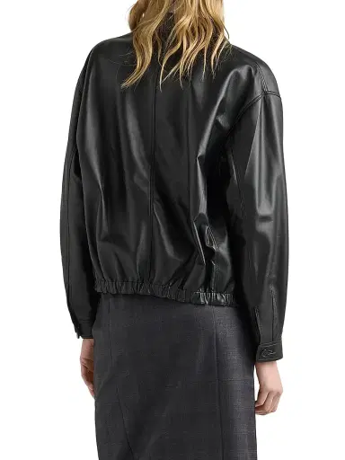 Prada Women's Nappa Leather Jacket - Black - Size 8 | Thumbnail 3