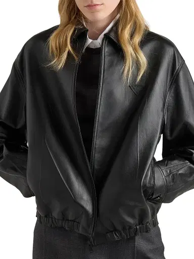 Prada Women's Nappa Leather Jacket - Black - Size 8 | Thumbnail 4