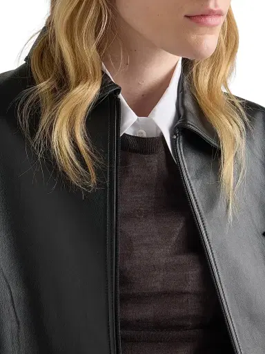 Prada Women's Nappa Leather Jacket - Black - Size 8 | Thumbnail 5