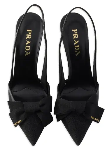 Prada Women's Mesh Fabric Slingback Pumps - Black - Size 10.5 | Thumbnail 3