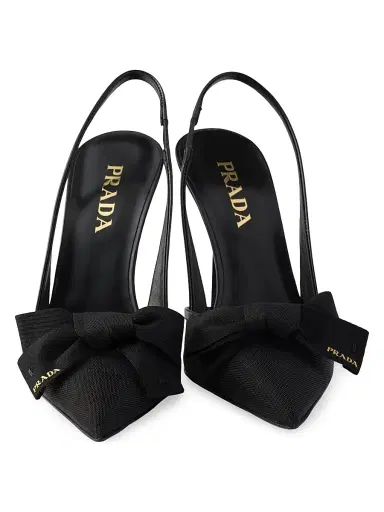 Prada Women's Mesh Fabric Slingback Pumps - Black - Size 11 | Thumbnail 4 Prada Women's Mesh Fabric Slingback Pumps - Black - Size 11 | Thumbnail 4