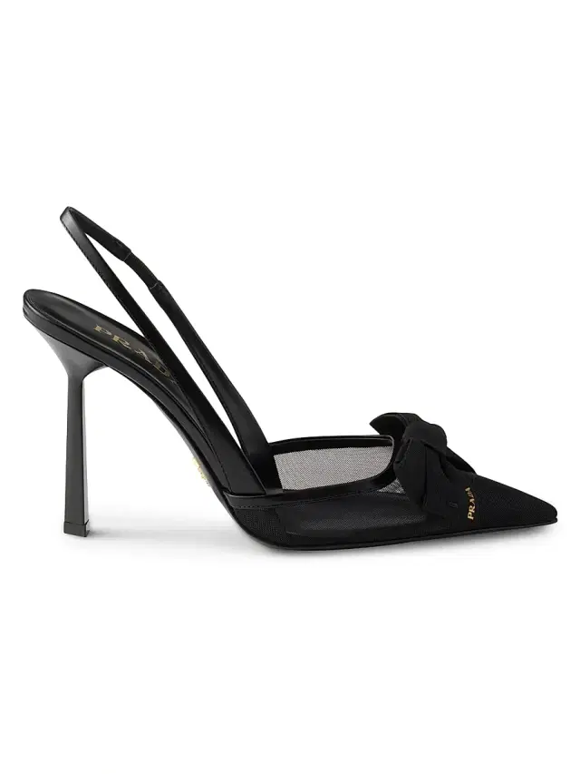 Prada Women's Mesh Fabric Slingback Pumps - Black