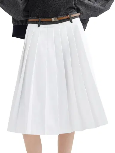 Prada Women's Pleated Poplin and Rush Stitch Skirt - White - Size 6 | Thumbnail 2 Prada Women's Pleated Poplin and Rush Stitch Skirt - White - Size 6 | Thumbnail 2