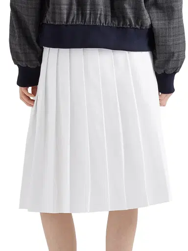 Prada Women's Pleated Poplin and Rush Stitch Skirt - White - Size 6 | Thumbnail 3 Prada Women's Pleated Poplin and Rush Stitch Skirt - White - Size 6 | Thumbnail 3