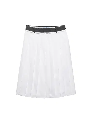 Prada Women's Pleated Poplin and Rush Stitch Skirt - White - Size 6 | Thumbnail 1 Prada Women's Pleated Poplin and Rush Stitch Skirt - White - Size 6 | Thumbnail 1
