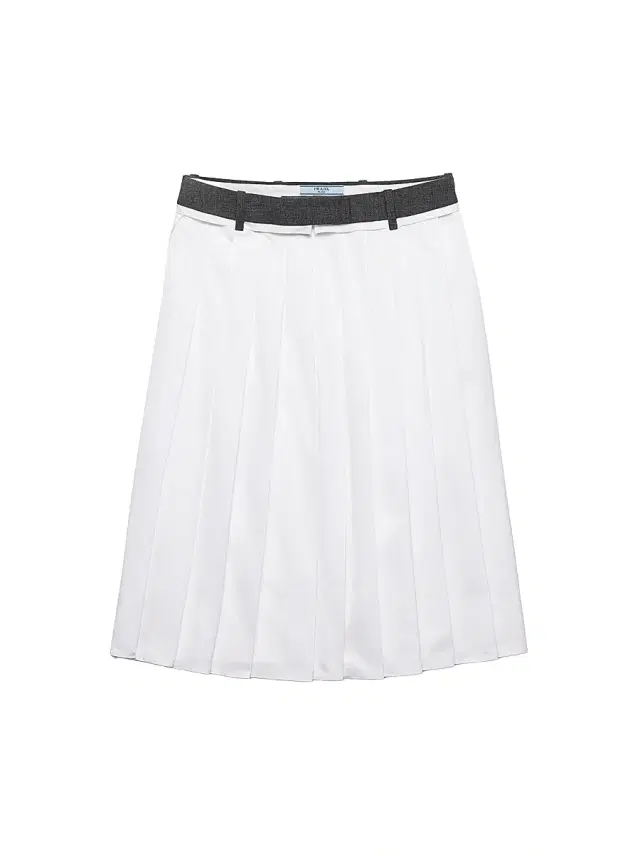 Prada Women's Pleated Poplin and Rush Stitch Skirt - White