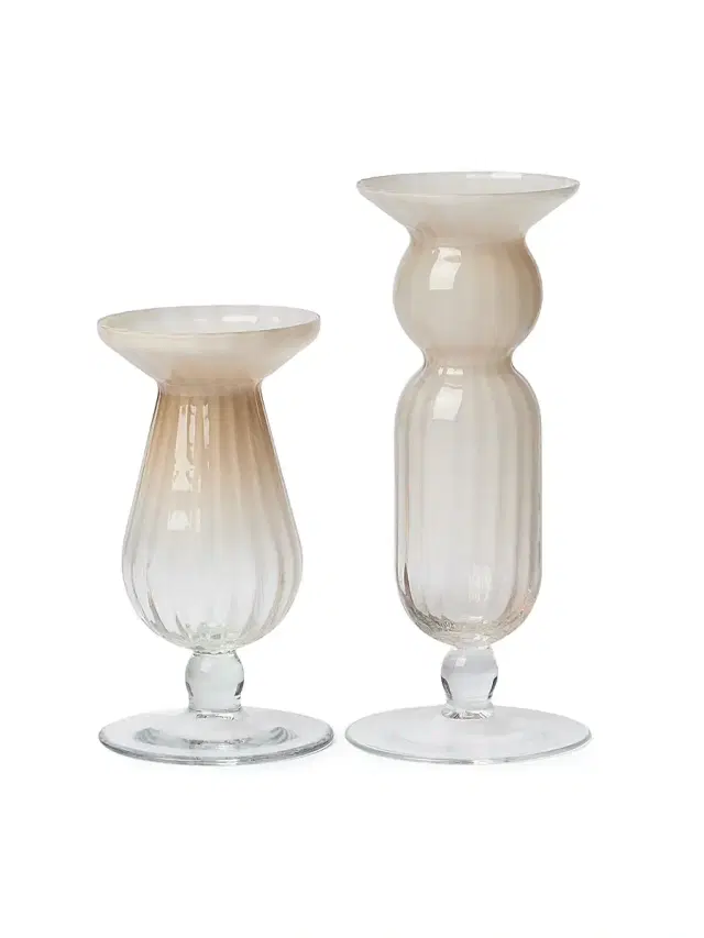 Pair of Murano Glass Vases - Natural